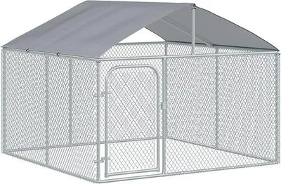 Imagen del producto de Jaula exterior para perros con techo y cerradura, de 2,3 x 2,3 x 1,7 metros