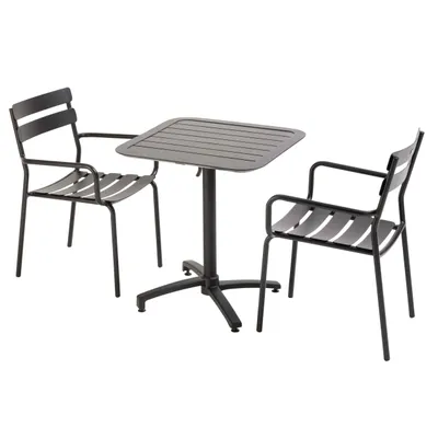 Immagine prodotto di Tavolo reclinabile 70 x 70 cm e 2 sedie nero - Oviala Almada