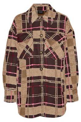 Produktbild von VERO MODA Hemd Jacke Übergangs Plaid Shacket Kariert mit Knopfleiste VMLESLIE Größe: S