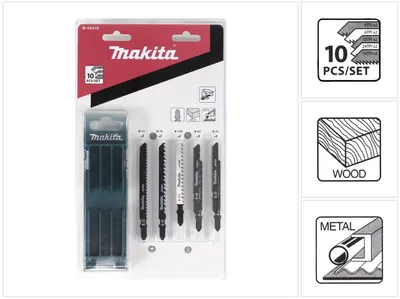 Obrázek produktu pro Makita B-44410, List pro přímočarou pilu, Černá, Nerezová ocel, 10 kusů