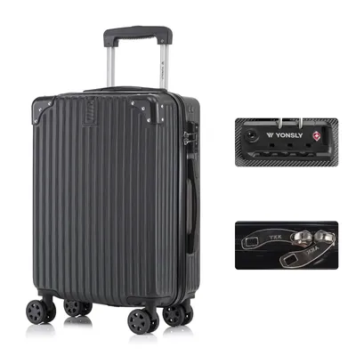 Produktbild von yonsly Premium Reisekoffer TSA-Schloss,YKK-Reißverschluss Hartschalen-Koffer Trolley Kabinenkoffer Rollkoffer Suitcase Handgepäck (Schwarz, M)