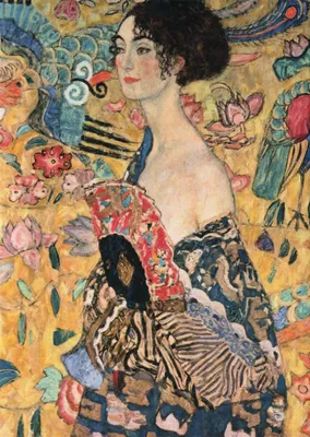 Produktbild von Kunstkarte Gustav Klimt "Dame mit Fächer"