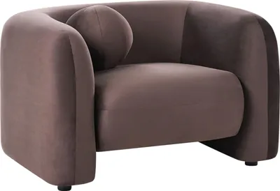 Produktbild von BELIANI Sessel Dunkelbraun Samtbezug Cocktailsessel mit Armlehnen Rundes Dekokissen Glamouröser Edler Stil Wohnzimmer Ausstattung