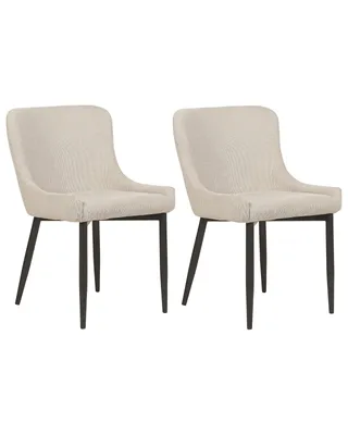 Zdjęcie produktu dla BELIANI Zestaw 2 krzeseł beżowych tapicerowanych z czarnymi metalowymi nogami do jadalni styl glamour retro