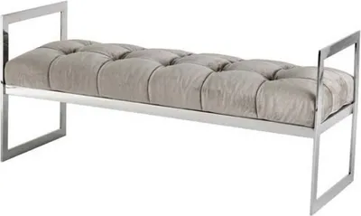 Produktbild von Casa Padrino Luxus Sitzhocker Chesterfield Grau / Chrom Hocker - Möbel Schlafzimmer Wohnzimmer - Luxus Kollektion