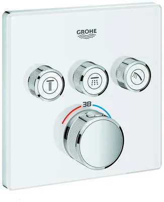 Produktbild von GROHE THERMOSTAT MIT 3 ABSPERRVENTILEN, Badewanne & Dusche, Drehventile, Metall, Weiß