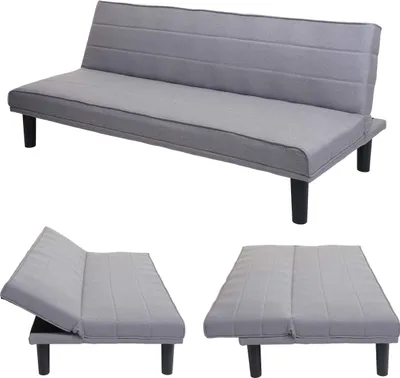Zdjęcie produktu dla Sofa rozkładana HWC-J17, kanapa rozkładana sofa rozkładana sofa dla gości, funkcja spania tkanina/tekstylia 165cm ~ szary