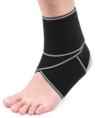 Image de Attelle de cheville - Réglable - Nylon élastique - Gris - Taille unique - Pour sport et usage quotidien