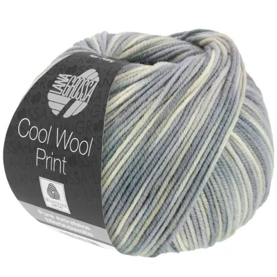 Produktbild von Lana Grossa - Cool Wool Print 0829 rohweiß silbergrau hellgrau grau