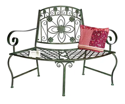 Produktbild von DanDiBo Sitzbank Halbrund Metall Wetterfest Grün 130 cm Baumbank 96009 Gartenbank Parkbank Eisenbank