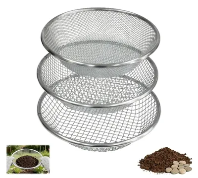 Image de Lot de 3 tamis de jardin en acier inoxydable (30 cm)