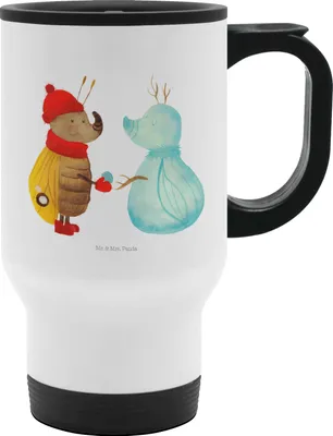Produktbild von Mr. & Mrs. Panda thermosbecher Nachtfalter Schneemann - Weiß - Geschenk, Winter, To-Go-Becher, Weihnachten, Mehrwegbecher, Winterzeit, Weihnachtsgruß, Thermobecher