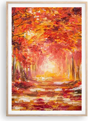 Produktbild von Gerahmtes Poster - Rahmen in heller Eiche - Herbst Wald Rot - 70x100 cm - Wand Bild - Wanddeko - Wandbilder - Wandposter - Bilderrahmen - Bilder - Kunstdruck - Wandbild - P2NPA70x100-4238