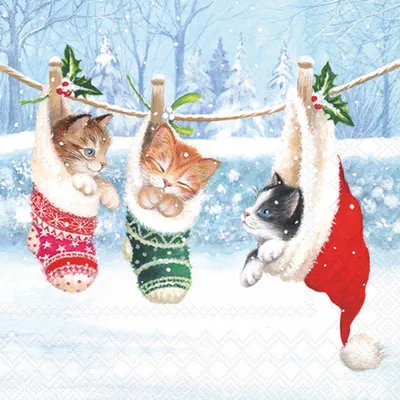 Produktbild von Ambiente Serviette Kitten Trio 20 Stück 33x33 cm Katzenmotiv Tischdeko Party