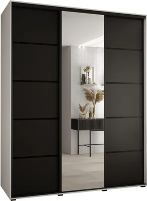 Produktbild von MEBLE KRYSPOL Davos 5 Schrank, drei Türen - 235,2x190x60 cm - Weiß Schwarz Schwarz