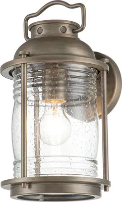 Produktbild von Außenwandlampe Glas Aluminium E27 IP44 34,6 cm hoch in Bronze brüniert Vintage Außenlampe Wand
