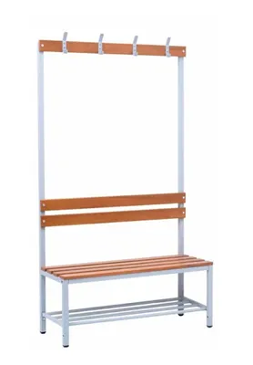 Obrázek produktu pro ENPRAG Lavice do šatny s opěradlem a háčky SBU/BG.200 - šířka 2000 mm, rošt na boty