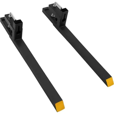 Produktbild von Palettengabeln - Ansteckgabeln für Traktorschaufel/Minilader - 109 cm Clamp-On - 900 kg Tragkraft - Verstellbare Stabilisatorstange - Stahl - Schwarz