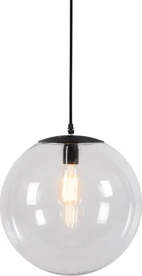 Produktbild von QAZQA - Moderne Hängelampe I Pendellampe I Pendelleuchte transparent 35 cm - Pallon I Wohnzimmer I Schlafzimmer - Glas Länglich - LED geeignet E27