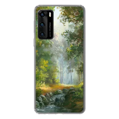 Produktbild von MuchoWow® Handyhülle Schutzhülle Hülle für Huawei P40 Wald - Ölgemälde - Sommer Silikon Softcase Handy Hülle - Handytasche
