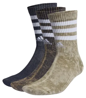 Immagine prodotto di Calzini sportivi unisex per bambini adidas, modello 3 strisce, effetto stone wash, confezione da 3 paia, colore: verde oliva/grigio