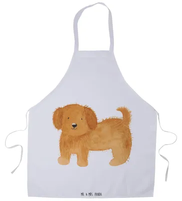 Produktbild von Mr. & Mrs. Panda Schürze Hund Flauschig - Weiß - Geschenk, Küchenschürze, Kellner, Hunde, Sprüche, Süß, Grillschürze, Hundeliebe, Grill, Küchenzubehör