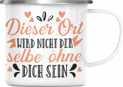 Produktbild von Trendation - Jobwechsel Emaille Tasse Geschenk Kollegin Kollege Lustig Abschiedsgeschenk Sprüche - Dieser Ort Wird nicht der Selbe Ohne Dich Sein (Silber)