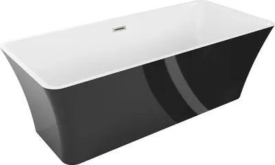 Produktbild von Mexen Tonia freistehende Badewanne 170 x 75 cm, weiß/schwarz, gebürsteter Nickelablauf - 52171707575-97