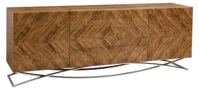 Image de Elégante table console brune en bois et métal