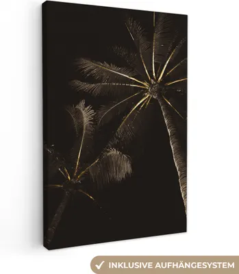 Obrázek produktu pro OneMillionCanvasses® - Obrazy na plátně - 90x140 cm, Palma - Zlatá - Černá, nástěnný tisk Nástěnná dekorace - Nástěnná dekorace - Ložnice