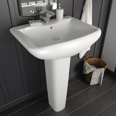 Produktbild von vidaXL Freistehendes Waschbecken mit Säule Keramik Weiß 580x470x200 mm