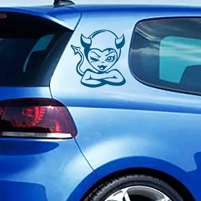 Produktbild von Aufkleber - Autoaufkleber-Set Teufelchen, 2 Stk. je 15cm x 15cm Signalblau - Tuning Carystyling Heckscheibe Auto