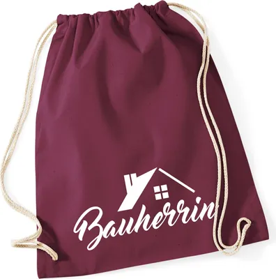 Produktbild von Huuraa Turnbeutel Bauherrin 12 Liter Burgundy Baumwolle Rucksack Geschenkidee