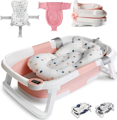 Fascol Baignoire Pliable Pour Bébé 0-36 Mois Avec Hamac De Bain Et Bouchon De Vidange (Bleu Clair) | Votre Wishlist Sur