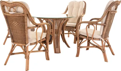 Zdjęcie produktu dla KRINES HOME Rattanowy zestaw ogrodowy "Harrison" zestaw ogrodowy naturalny rattan zestaw rattanowy meble rattanowe (vintage brązowy)