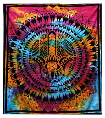 Imagen del producto de Colcha Doble Algodón + Tapiz - Hamsa