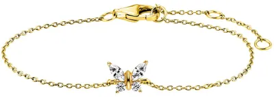 Produktbild von Julie Julsen JJKBR34457-G Mädchen Armband Schmetterling Sterling-Silber 925 Gold weiß 15 cm