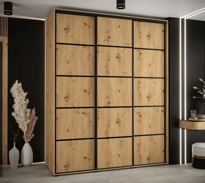 Produktbild von Kleiderschrank ASIRI 4 - 190/60 cm, Artisan-Eiche / Schwarz