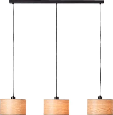 Produktbild von Pendelleuchte 3flg holz hell/schwarz