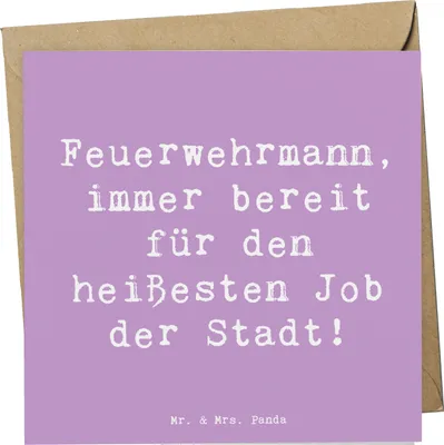 Produktbild von Mr. & Mrs. Panda Glückwunschkarte Spruch Feuerwehrmann Held - Lavendeltraum - Geschenk, doppelkarte, Grußkarte, Mut, Flammen, Anerkennung, faltkarte, Beruf, Berufe