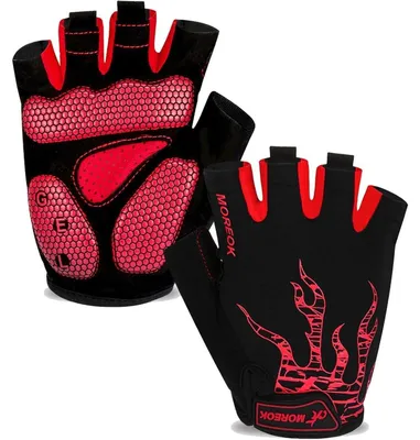 Obrázok produktu pre Rukavice na bicykel, poloprstové, priedušné, s gélom, tlmiace nárazy, protišmykové, unisex, červené