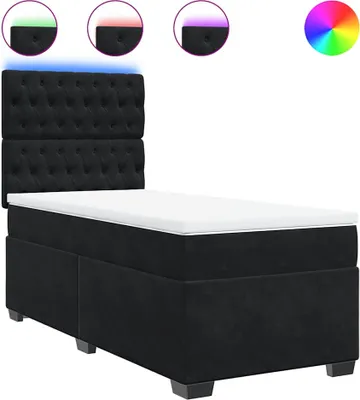 Produktbild von vidaXL Boxspringbett mit Matratze Schwarz 100x200 cm Samt