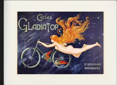 Produktbild von Historische Werbeplakate Gerahmtes Bild Mit Edlem Passepartout | Wand-Bilder | Im Bilderrahmen - Cycles Gladiator, Nymphe Mit Rotem Haar Und Fahrrad, 1895 (60 x 80 cm)