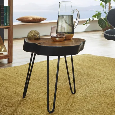 Image de Table d'appoint FineBuy en bois massif de sheesham, 35 x 35 cm