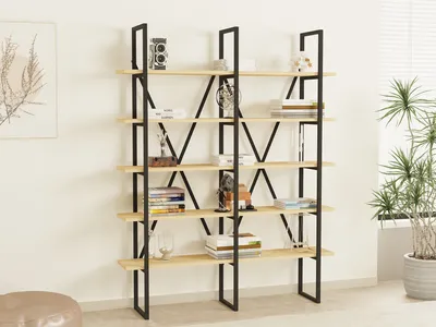 Immagine prodotto di Skye Decor, Heybeliada, libreria, zaffiro, pannelli truciolari rivestiti al 100% in melamina, 126 x 26 x 160 cm