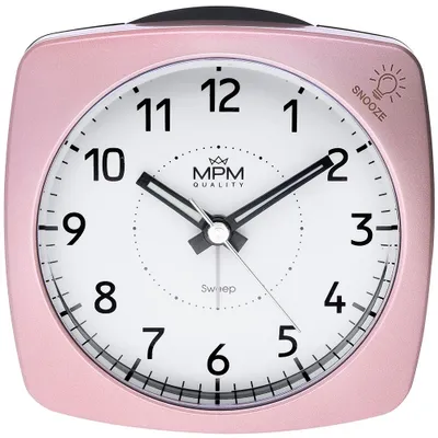 Produktbild von MPM-Quality Wecker eckig 86 mm Kunststoff Weiß/Rosa
