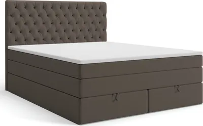 Produktbild von Boxspringbett LONI mit Bettkasten, Federkern +Topper (140 x 200 cm, Braun - SWING 05)