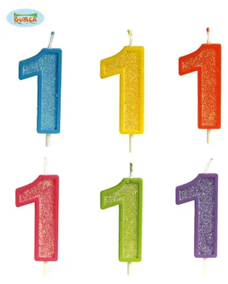 Produktbild von Glitter Kerze Nummer 1 - Deko für Geburtstag