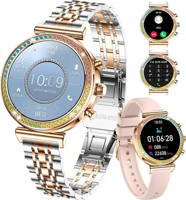 Produktbild von Damen, 1,25 Zoll HD Display, Bluetooth-Anrufe, wasserdichte Sport Damen Smartwatch, Pulsmesser, Schrittzähler, Kompatibel mit Android und iOS
