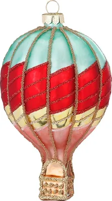 Zdjęcie produktu dla Ozdoba choinkowa szklany balon na ogrzane powietrze 12cm kolorowy